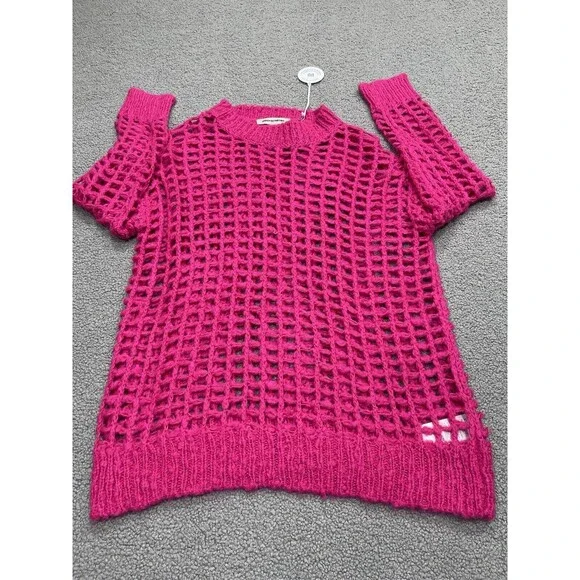 Urban Outfitters Women Sweater Pink Osaka Open-Knit Pullover Boho City Sz S NWT - Picture 2 of 10